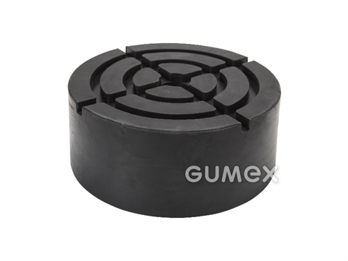 Gummischeibe für Wagenheber, Durchmesser 145mm, Höhe 63mm, 70°ShA, SBR-NR, -20°C/+90°C, schwarz, 